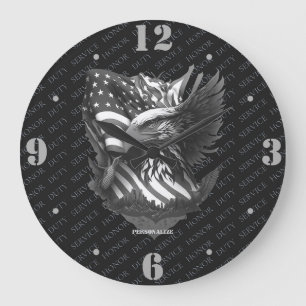 Grande Horloge Ronde Aigle Militaire Patriotique Appréciation des Vétér