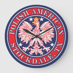 Grande Horloge Ronde Aigle polonaise américaine de Stockdale Texas