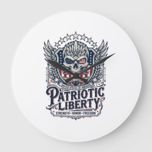 Grande Horloge Ronde Aigle Tactique Patriotique Crâne Inspiré Militaire
