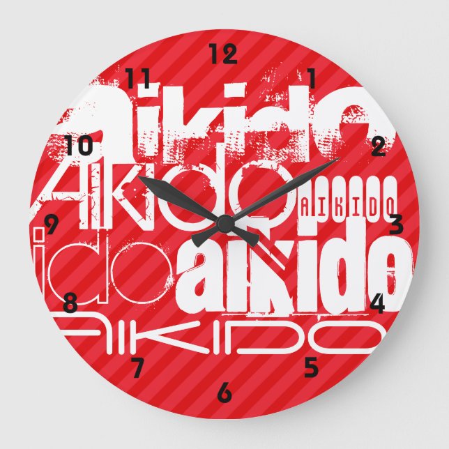 Grande Horloge Ronde Aikido ; Rayures de rouge d'écarlate (Recto)