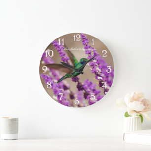 Grande Horloge Ronde Ailes de colibri de Violet-oreilles de