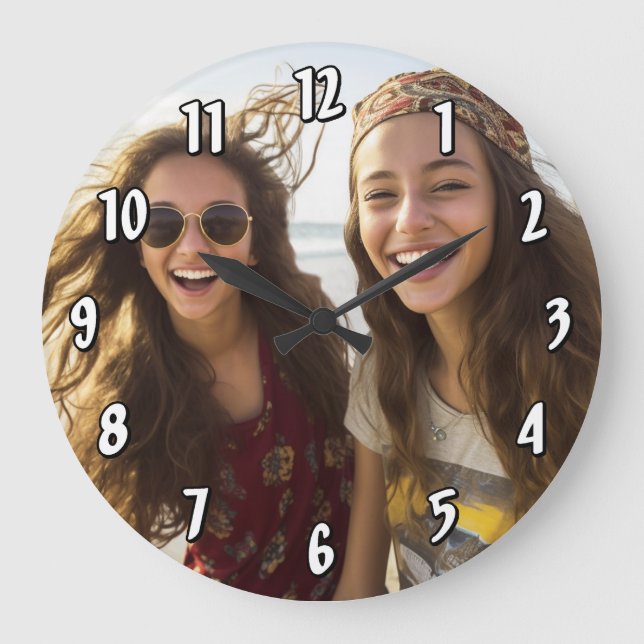 Grande Horloge Ronde Ajouter une photo verticale - nombre modèle (Recto)