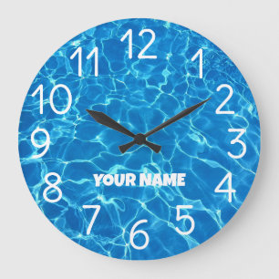 Grande Horloge Ronde Ajouter votre nom et photo Piscine Eau