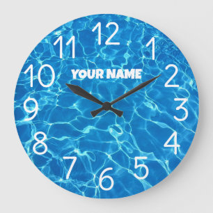 Grande Horloge Ronde Ajouter votre nom et photo Piscine Eau