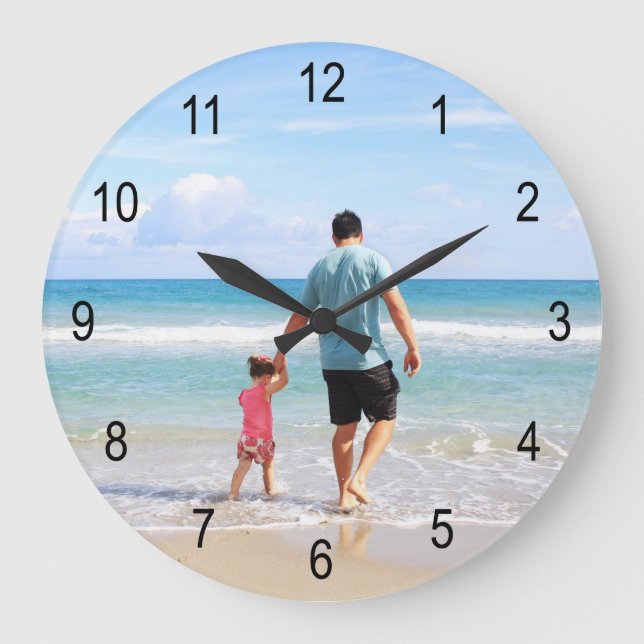 Grande Horloge Ronde Ajouter votre propre photo et/ou texte (Recto)
