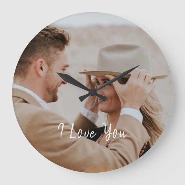 Grande Horloge Ronde Ajouter votre propre photo personnalisée (Recto)