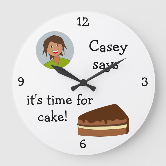 Grande Horloge Ronde Ajoutez votre photo : 'Time for Cake' (Recto)