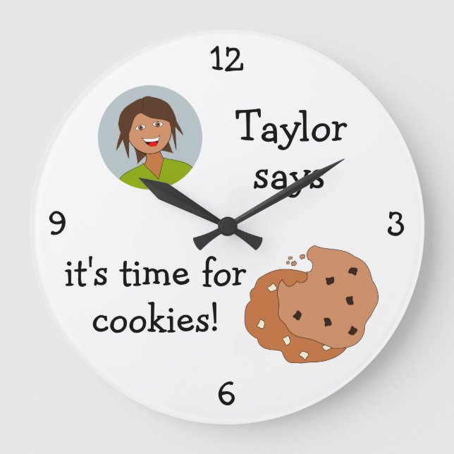 Grande Horloge Ronde Ajoutez votre photo : 'Time for Cookies' (Recto)
