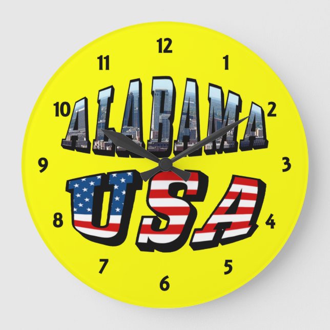 Grande Horloge Ronde Alabama Photo et USA Flag Font (Recto)