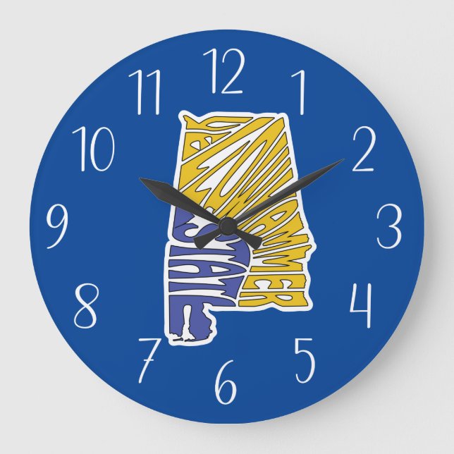 Grande Horloge Ronde Alabama surnom Word Art (Recto)
