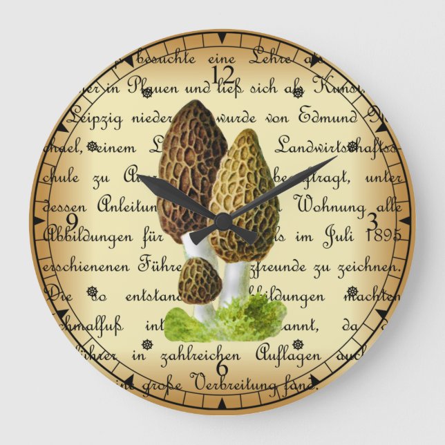 Grande Horloge Ronde Albin Schmalfuß ~ Spitzmorchel-1~ Champignons ~ (Recto)