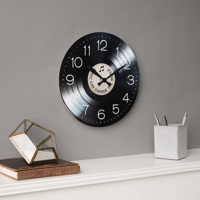 Grande Horloge Ronde Album noir vinyle LP avec devis (Bureau)