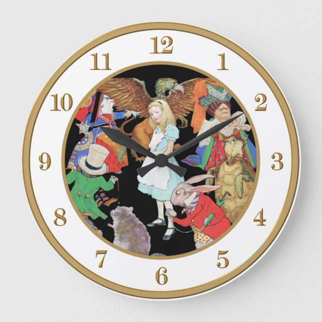 Grande Horloge Ronde Alice au pays des merveilles et amis. (Recto)