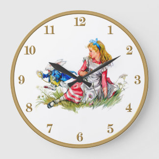 Grande Horloge Ronde Alice au pays des merveilles et l'horloge du lapin
