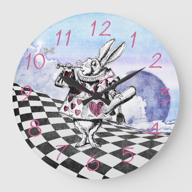 Grande Horloge Ronde Alice au pays des merveilles Héraut de lapin (Recto)