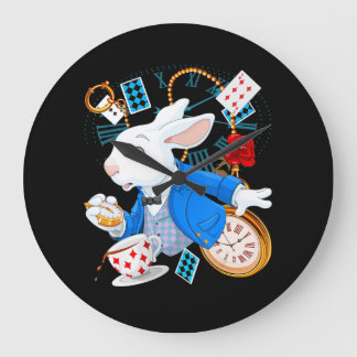 Grande Horloge Ronde Alice Au Pays Des Merveilles - Lapin Blanc