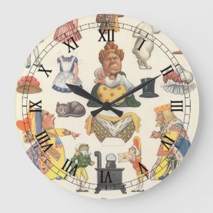 Grande Horloge Ronde Alice au Pays des Merveilles, Papier Dolls Victori