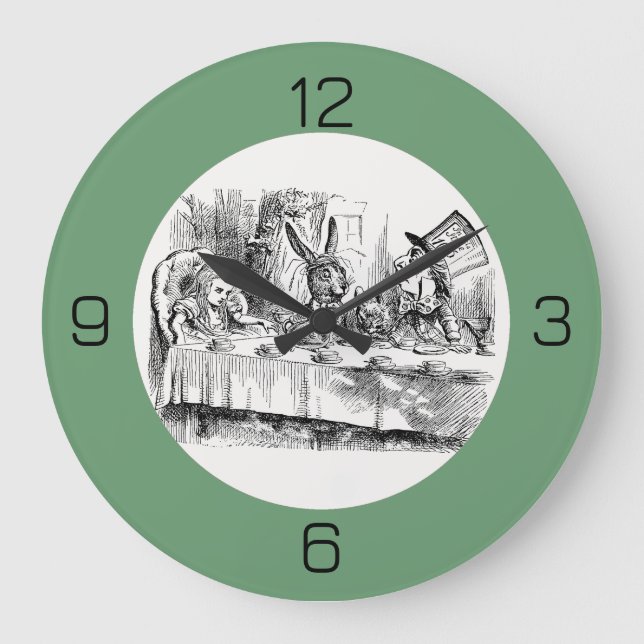 Grande Horloge Ronde Alice au Pays des merveilles - Tea Party de Mad Ha (Recto)