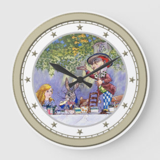 Grande Horloge Ronde Alice au thé du chapelier fou