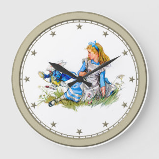 Grande Horloge Ronde Alice dans le pays des merveilles et l'horloge