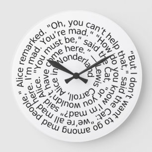Grande Horloge Ronde Alice dans l'horloge murale folle de citation du