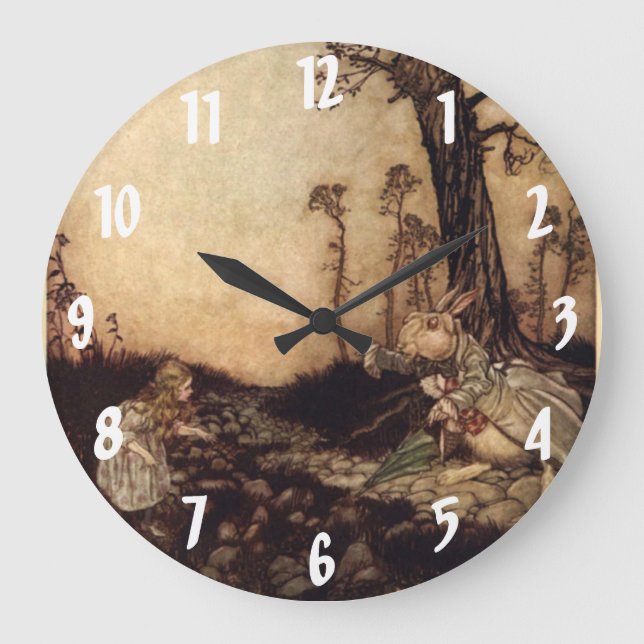 Grande Horloge Ronde Alice et le cadenas du lapin Arthur Rackham (Recto)