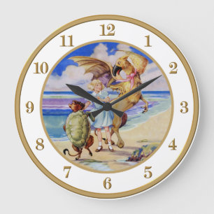 Grande Horloge Ronde Alice, La Fausse Tortue et le Griffin