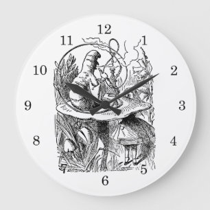 Grande Horloge Ronde Alice vintage au pays des merveilles Chatouchine