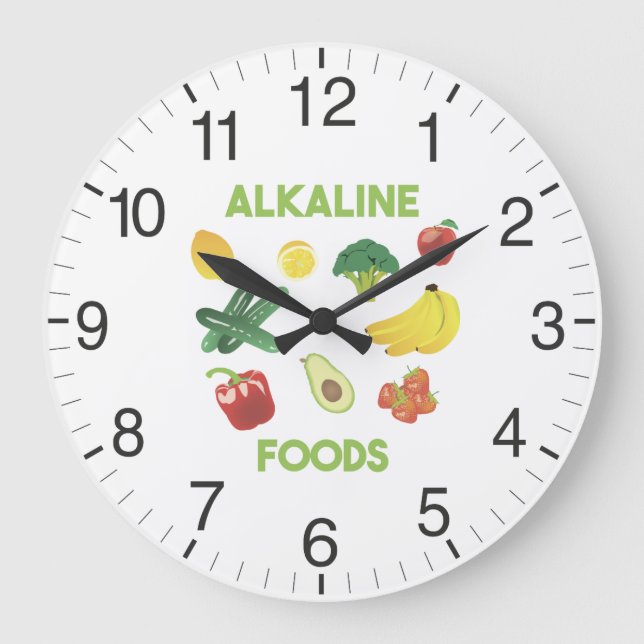 Grande Horloge Ronde Aliments Alcalins Diète saine (Recto)