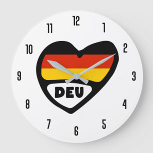 Grande Horloge Ronde Allemagne Code pays DEU Coeur Drapeau