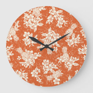Grande Horloge Ronde Aloha Spirit : Hibiscus-Ananas Harmonie.