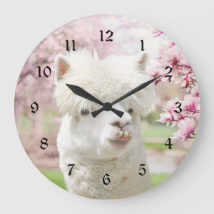 Grande Horloge Ronde Alpaga blanc