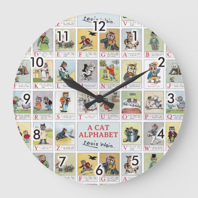 Grande Horloge Ronde Alphabet de chat, Louis Wain (Recto)