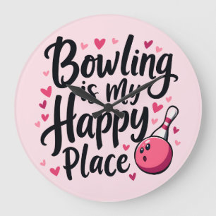 Grande Horloge Ronde Amateur de Bowling Design Rétro Mignon Sportif