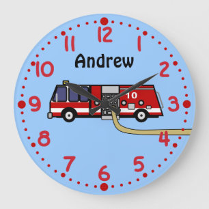 Grande Horloge Ronde Amateurs de camion d'incendie Nom personnalisé Gar