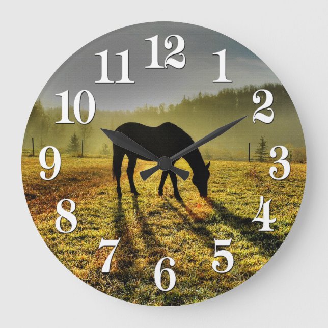 Grande Horloge Ronde Amateurs de chevaux Western Thème Cheval Designer  (Recto)