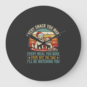 Grande Horloge Ronde Amateurs de chiens de Noël Snack Regarder