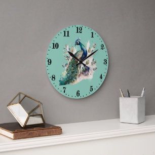 Grande Horloge Ronde amateurs de paon mignon