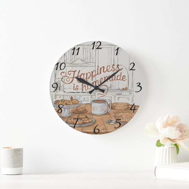 Grande Horloge Ronde Ambiance arable : Plaque de délicieux délices (Maison)