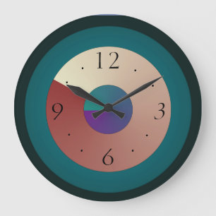 Grande Horloge Ronde ambiance simple et colorée