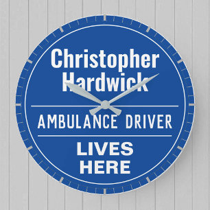 Grande Horloge Ronde Ambulance amusante Chauffeur Mur Style Plaque