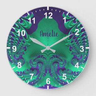 Grande Horloge Ronde AMELIE ! Green and Purple