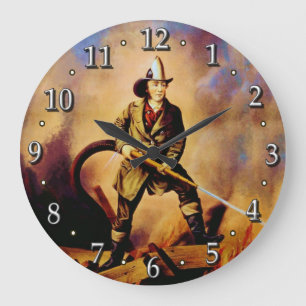 Grande Horloge Ronde American Firefighter Style 1 Clock