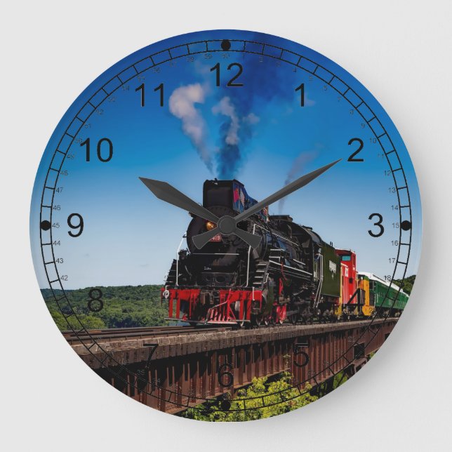 Grande Horloge Ronde American Steam Train Locomotive (Recto)