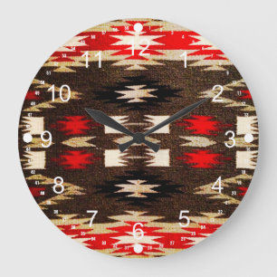 Grande Horloge Ronde Amérindien Tribal Design Imprimer