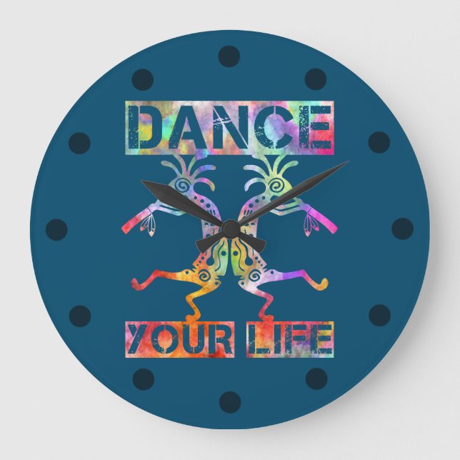 Grande Horloge Ronde Amérindiens Kokopelli - Dansez votre vie 3 (Recto)