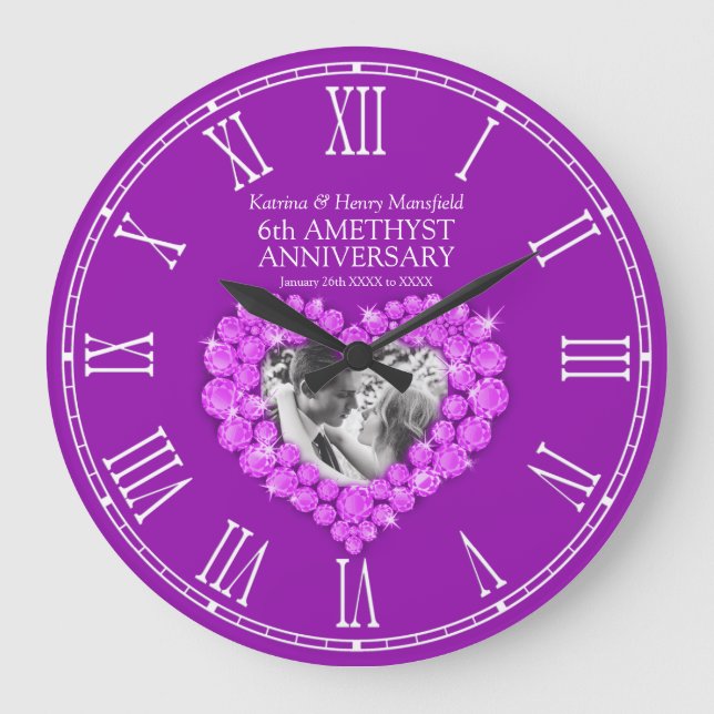 Grande Horloge Ronde Améthyst purple photo 6wedding anniversary (Recto)