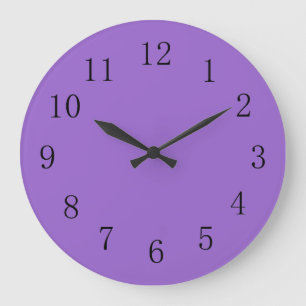 Grande Horloge Ronde Améthyste violet couleur solide