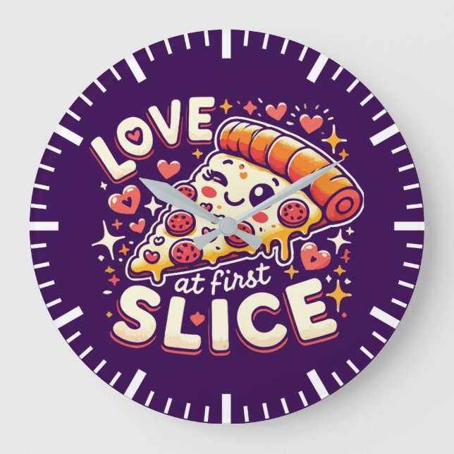 Grande Horloge Ronde Amour à la première tranche, mignon Humour amoureu (Recto)