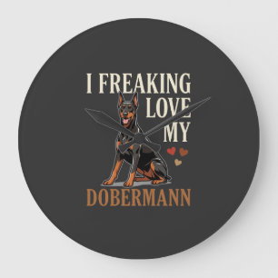 Grande Horloge Ronde Amour de Dobermann Amateur de Chien